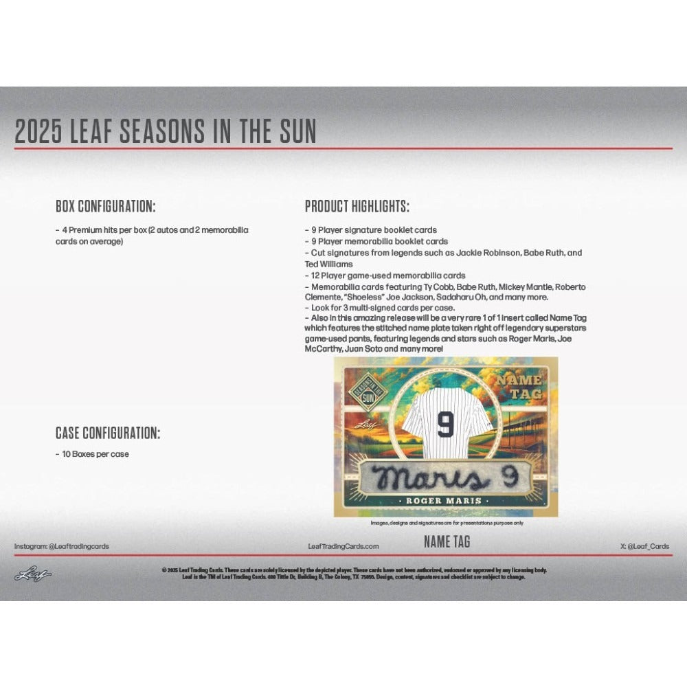 2025 Leaf Seasons In The Sun Baseball Box