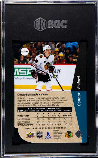 2023-24 Upper Deck Connor Bedard #RDT-19 '94-'95 Rookie Die Cuts SGC 9.5